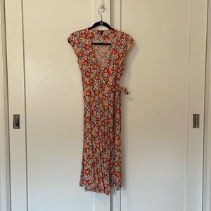 J. Crew floral wrap midi dress
